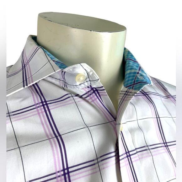 Thomas Dean Plaid L/S Casual Dress Shirt Like New Condition Size Large - Picture 5 of 7